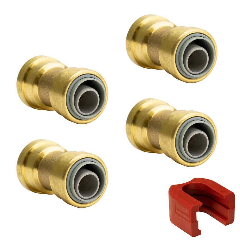 Brass push-to-connect polyethylene pipe fittings