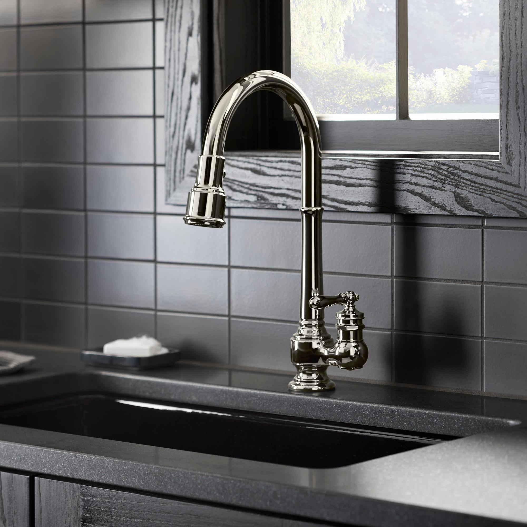 KOHLER K-99261-SN Artifacts Single-Hole Kitchen Sink Faucet with 16 ...