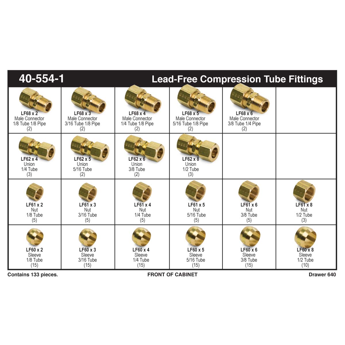Lead-Free Brass Compression Tube Fittings Assortment - Kimball Midwest
