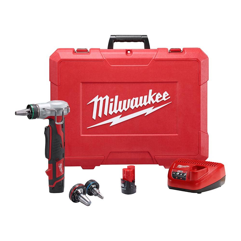 Milwaukee M12 12-Volt Lithium-Ion Cordless ProPEX Expansion Tool Kit with  (2) 1.5Ah Batteries, (3) Expansion Heads and Hard Case 2432-22 - The Home  ...