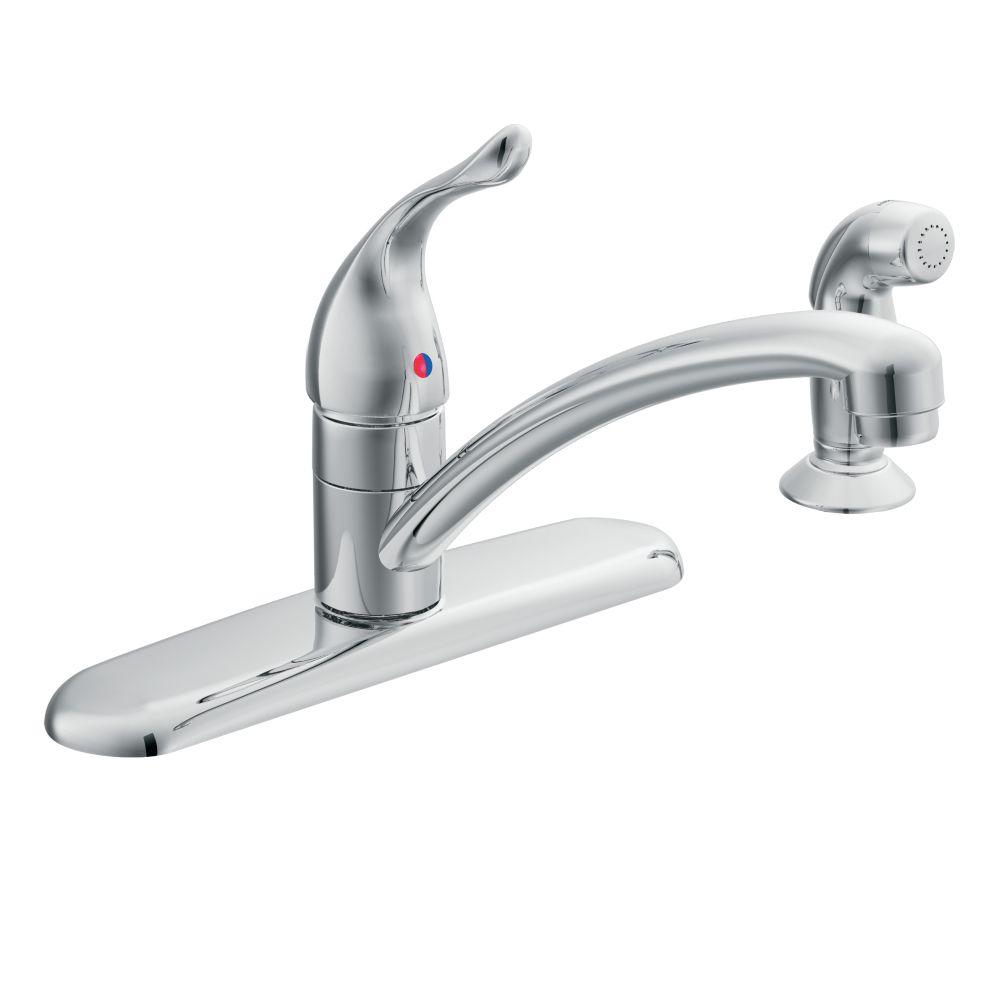 MOEN Chateau Single-Handle Standard Kitchen Faucet with Side Sprayer in ...